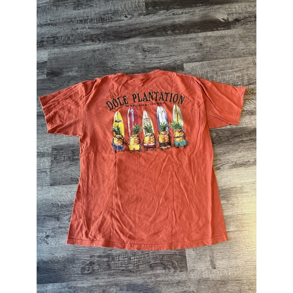 Dole Plantation Wahiawa Hawaii T-Shirt Mens Large Orange Pineapple Surfing Surf